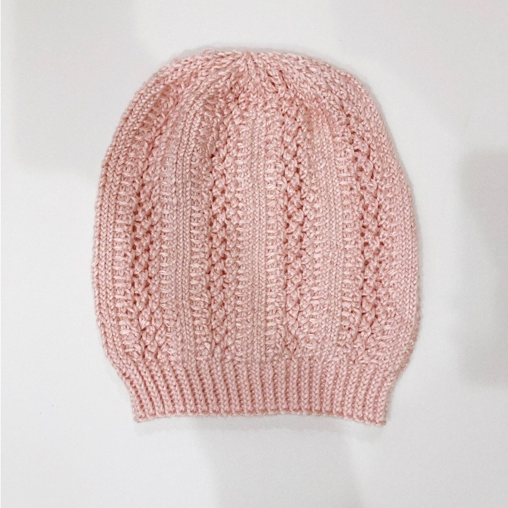 Elaine’s Collection Bamboo & Silk Hand Knitted Blush Pink Hat